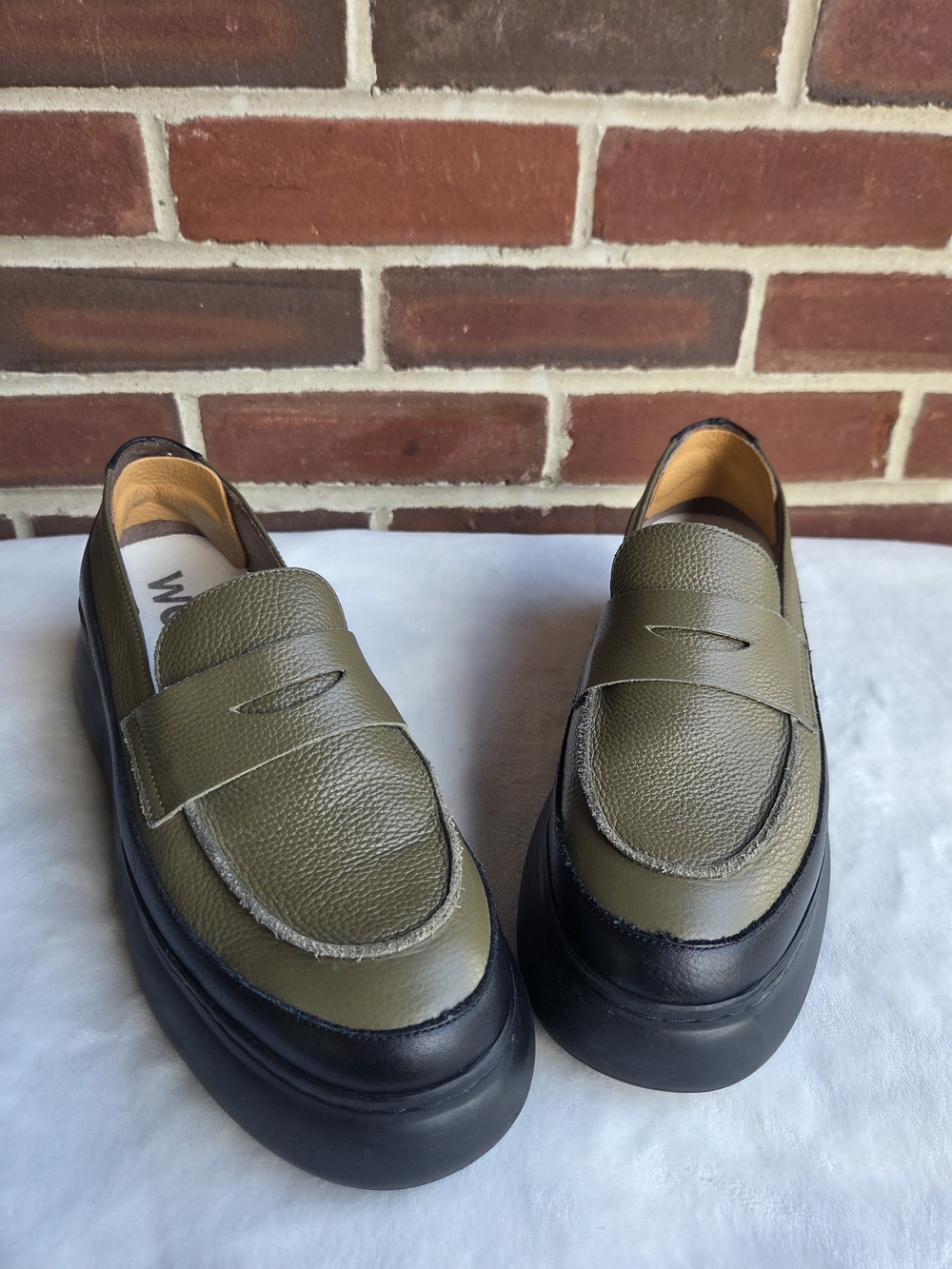 Wonders Leather Platform Penny Loafers Olive Black EU 39 Made in Spain - Picture 2 of 16